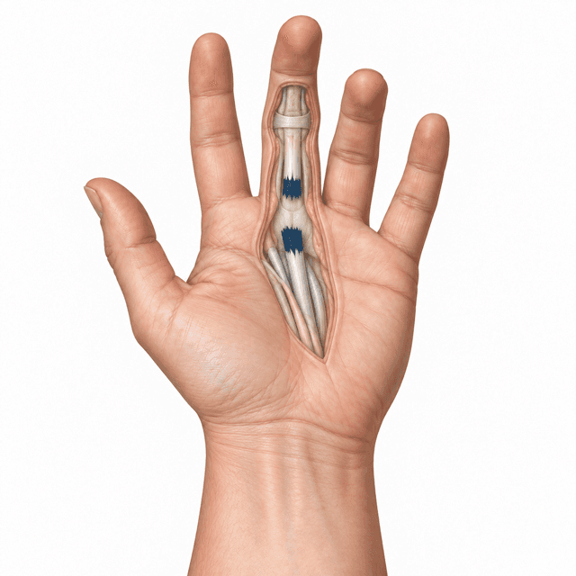 Reparación quirúrgica de tendón flexor de la mano